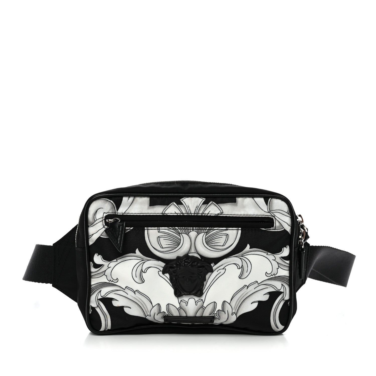 Versace Nylon Baroque Medusa Belt Bag Black White 1 of 10