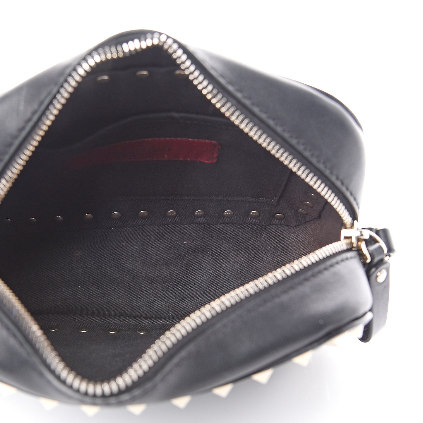 Calfskin Rockstud Camera Crossbody Bag Black