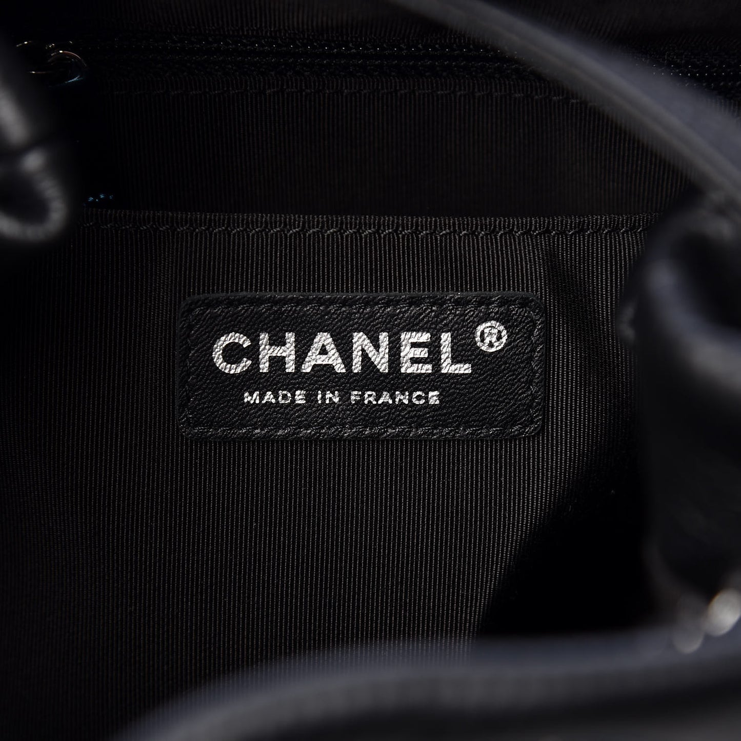 Deerskin Chevron Small CC Chain Bucket Bag Black