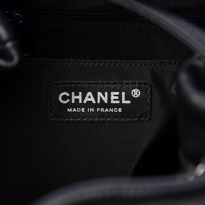Chanel Deerskin Chevron Small CC Chain Bucket Bag Black 6 of 10