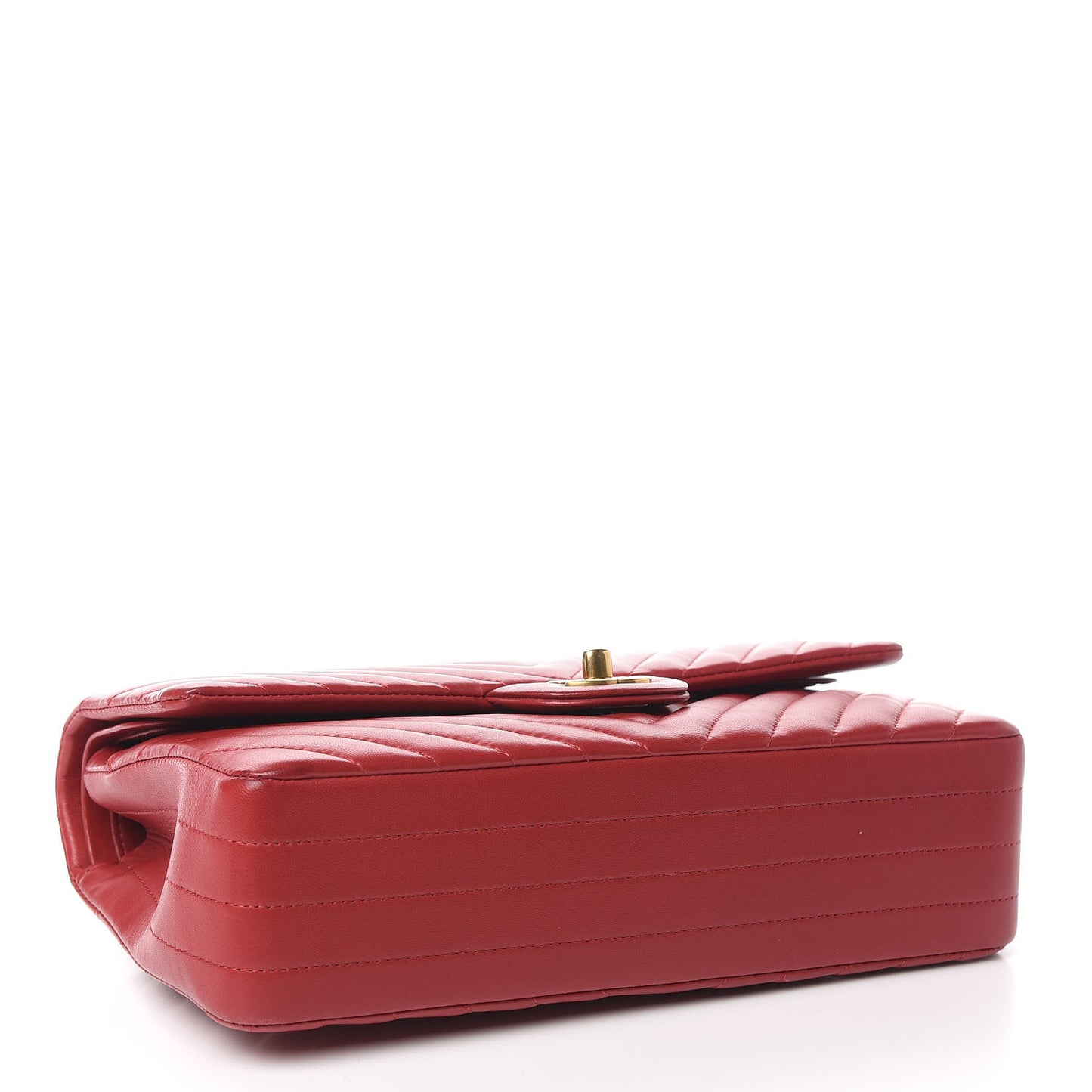 Lambskin Chevron Quilted Medium Double Flap Dark Red