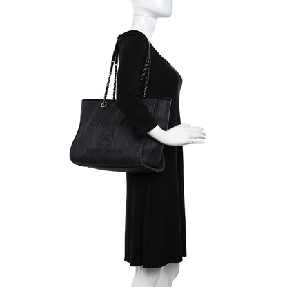 Chanel Mixed Fibers Calfskin Small Deauville Tote Black 2 of 11