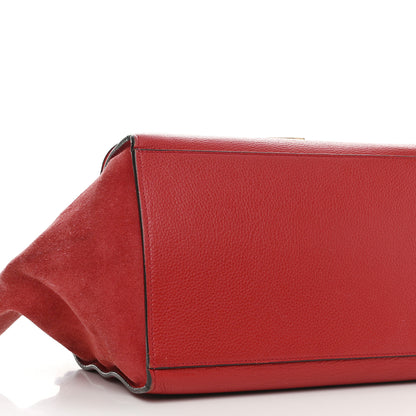 Celine Drummed Calfskin Suede Medium Trapeze Coquelicot 8 of 18