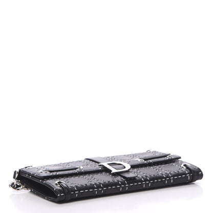Christian Dior Lambskin Perforated Stitched Clutch Wallet Black 3 of 9