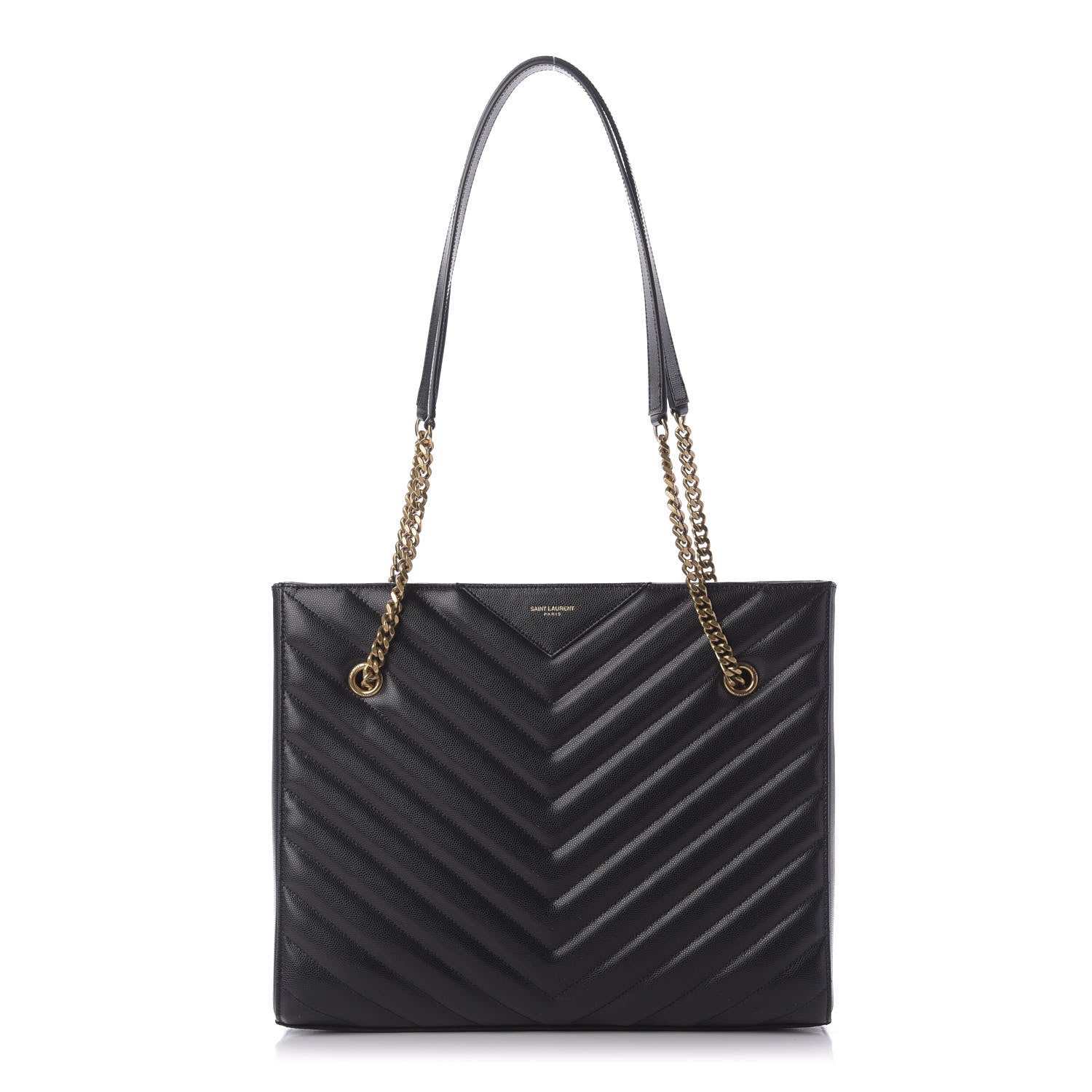 Saint Laurent Grain De Poudre Matelasse Chevron Medium Tribeca Shopping Bag Black 1 of 8