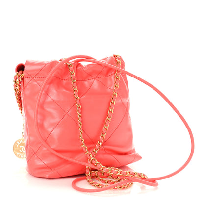 Chanel Shiny Calfskin Quilted Mini Chanel 22 Coral 3 of 9