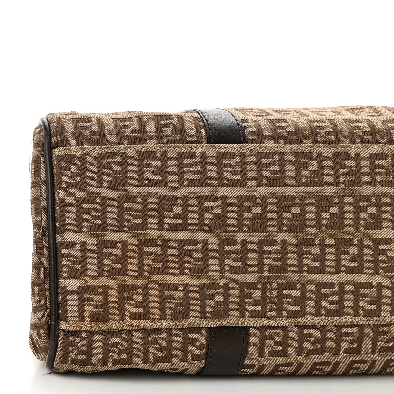 Fendi Zucchino Vitello Shoulder Bag Testa di Moro Beige 8 of 14