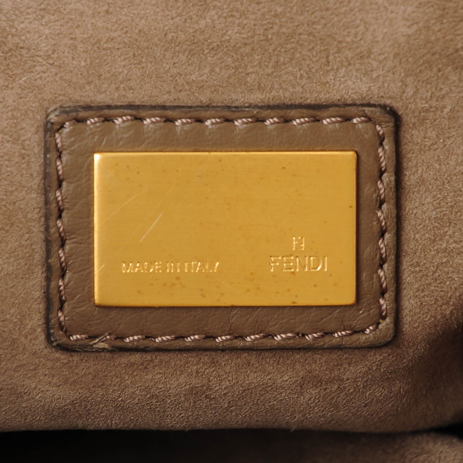 Fendi Vitello Suede Large Peekaboo Iconic Satchel Nocciola Black 6 of 8