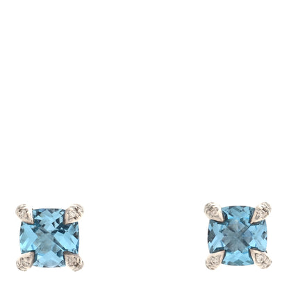 David Yurman Sterling Silver Diamond Blue Topaz Petite Chatelaine Earrings 1 of 4