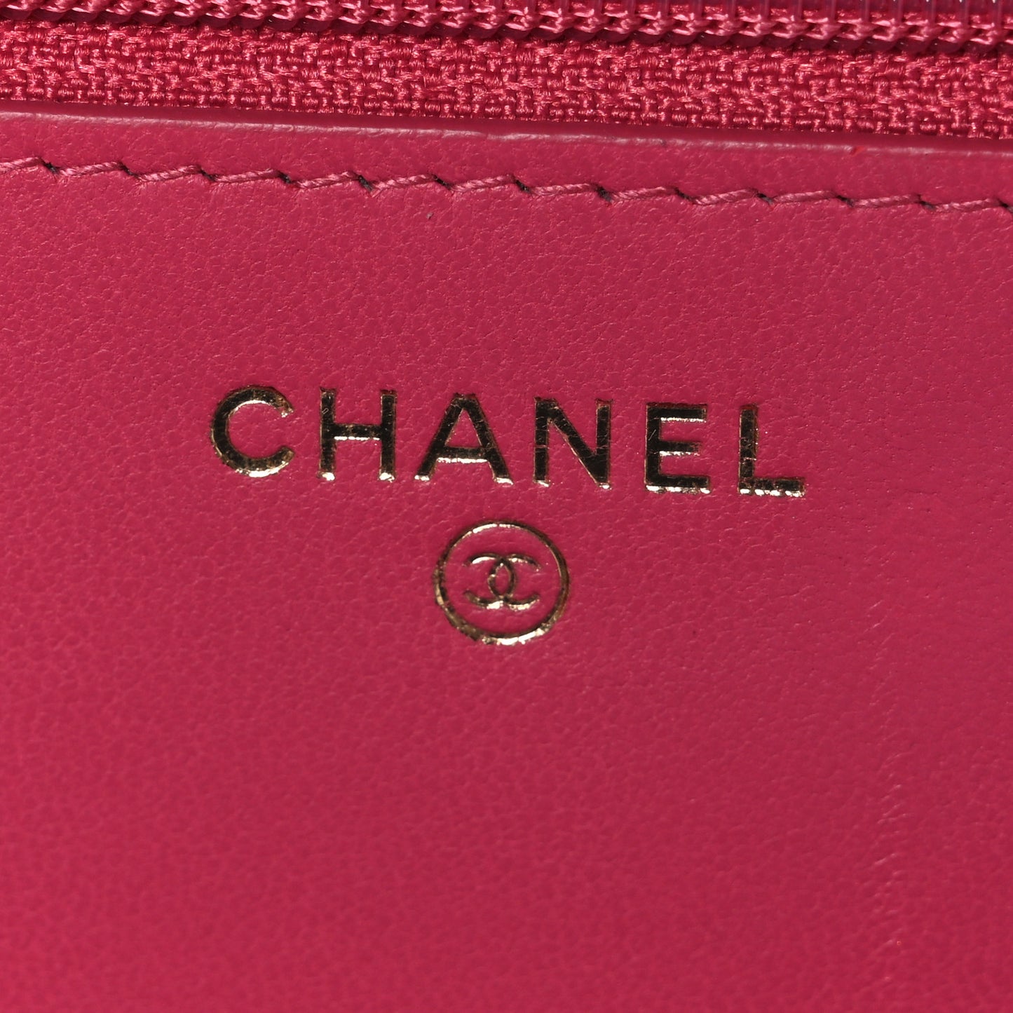 Lambskin Chevron Quilted Trendy CC Wallet On Chain WOC Dark Pink