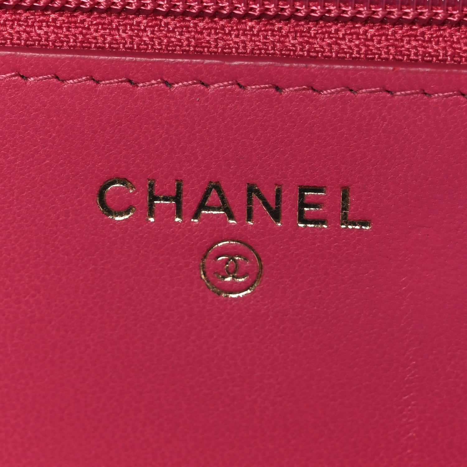Chanel Lambskin Chevron Quilted Trendy CC Wallet On Chain WOC Dark Pink 6 of 11