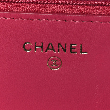 Chanel Lambskin Chevron Quilted Trendy CC Wallet On Chain WOC Dark Pink 6 of 11