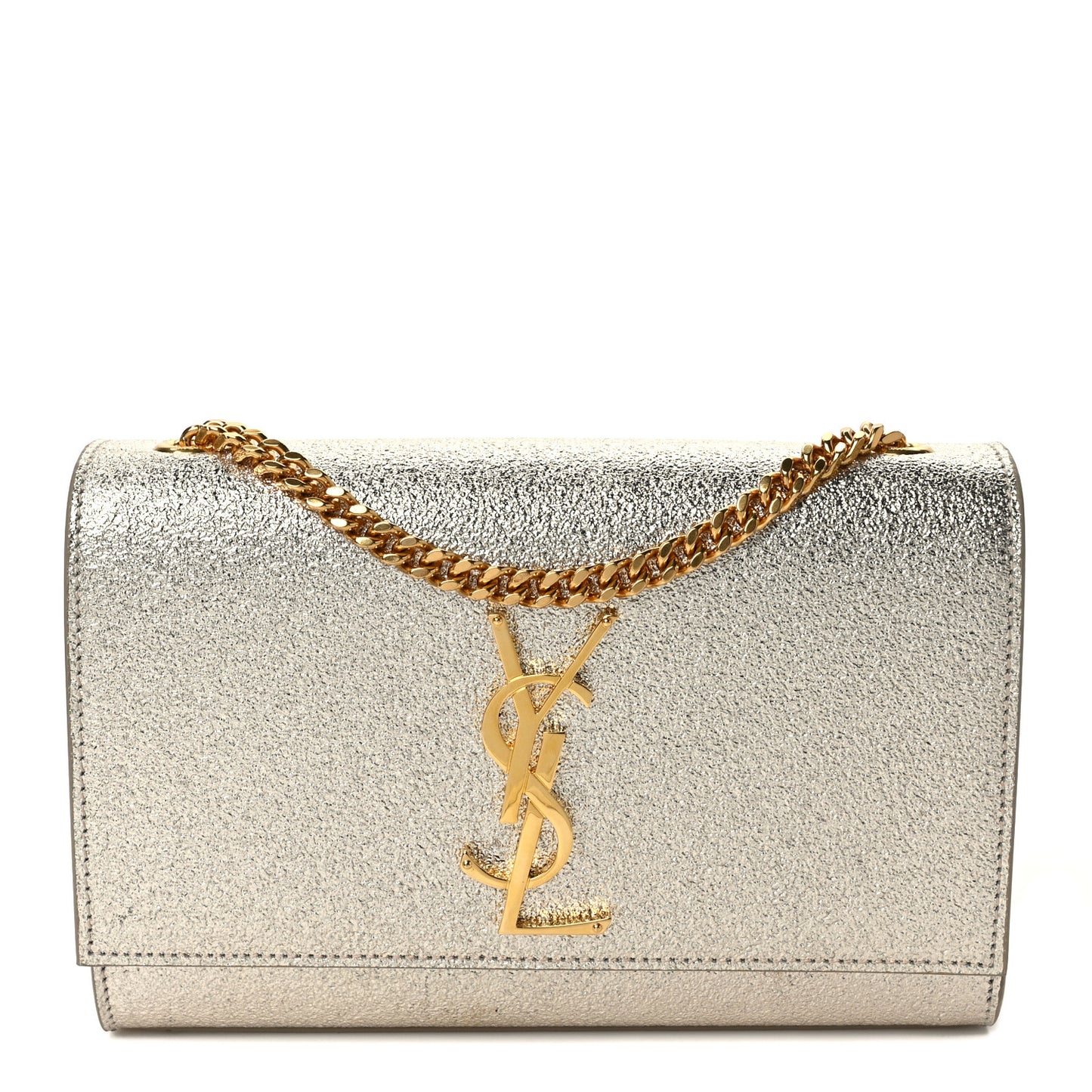 Metallic Calfskin Small Classic Monogram Kate Satchel Gold