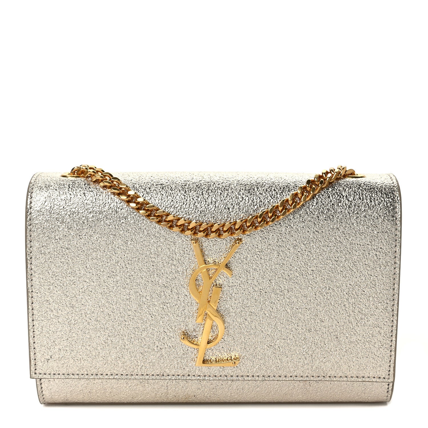Saint Laurent Metallic Calfskin Small Classic Monogram Kate Satchel Gold 1 of 9