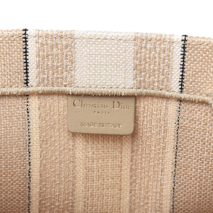 Christian Dior Canvas Embroidered Large Stripes Book Tote Beige 8 of 10