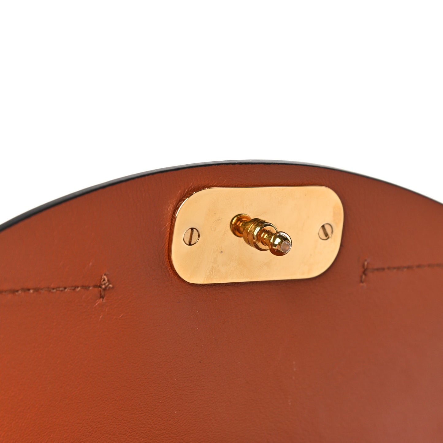 Calfskin Crocodile Embossed Mini C Double Carry Chestnut Brown
