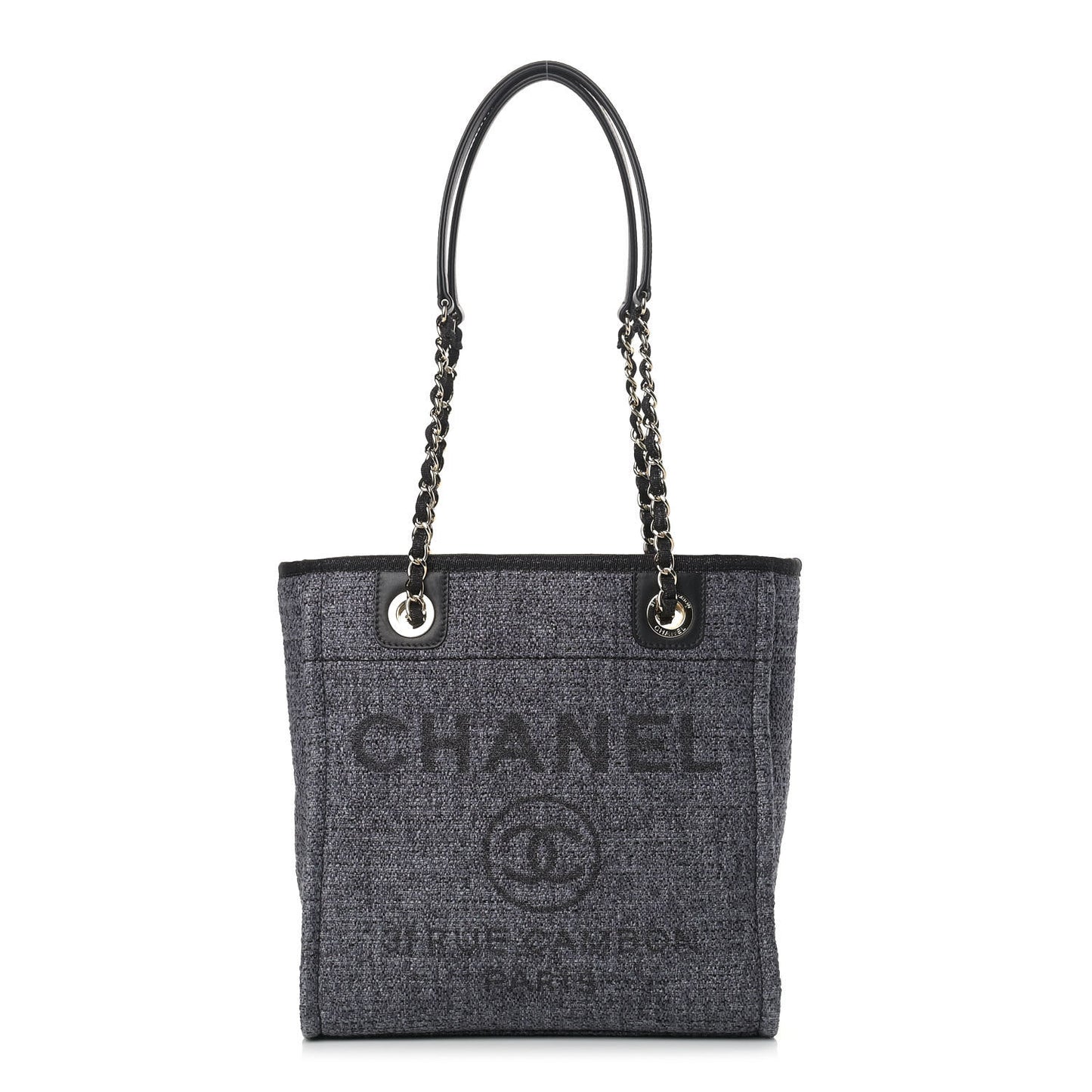 Lurex Straw Mini Deauville Tote Black