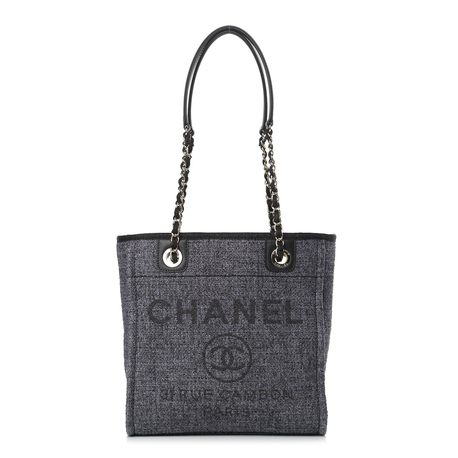 Chanel Lurex Straw Mini Deauville Tote Black 1 of 10