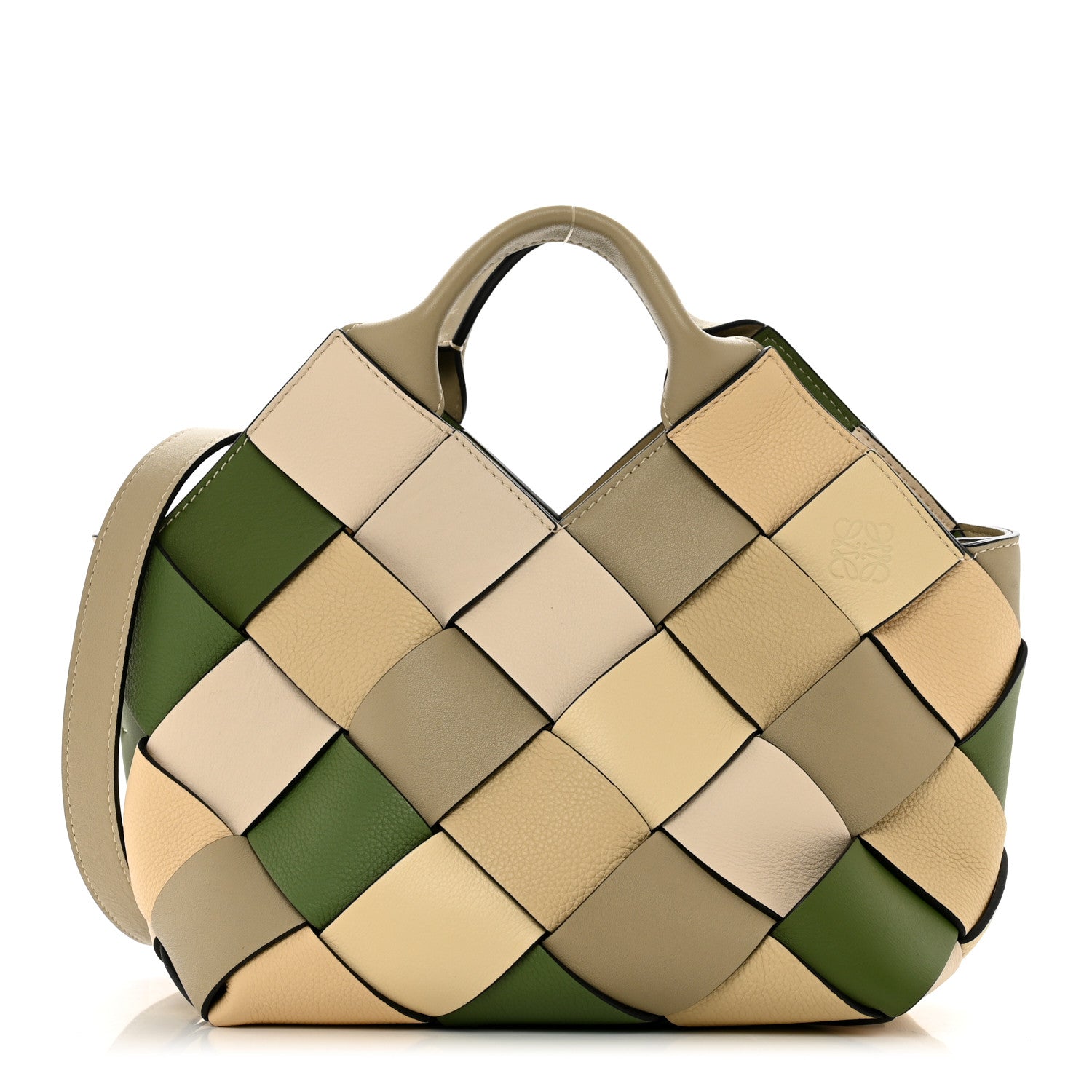 Loewe Calfskin Woven Small The Surplus Collection Basket Bag Avocado Ivory 1 of 9