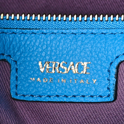 Versace Grained Calfskin La Medusa Bucket Bag Blue 6 of 8