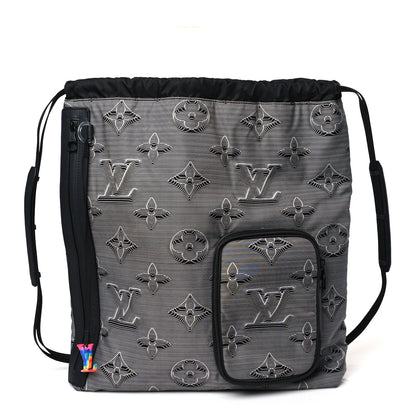 Louis Vuitton Monogram 3D 2054 Drawstring Backpack Grey Black 1 of 9