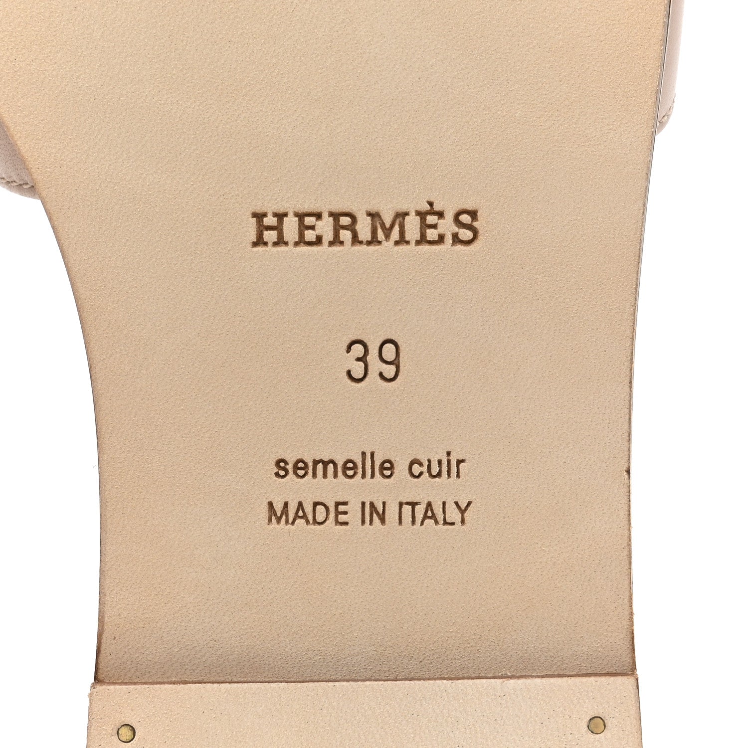Hermes Box Calfskin Oran Sandals 39 Beige Nude 6 of 9