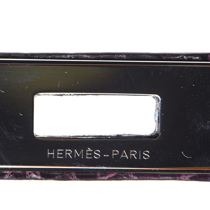 Hermes Shiny Porosus Crocodile Kelly Cut Pochette Aubergine 14 of 23