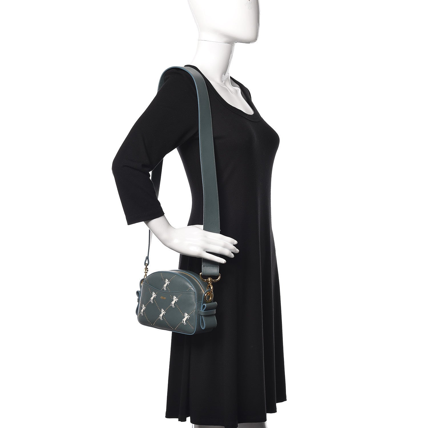 Chloe Smooth Calfskin Little Horses Embroidered Shoulder Bag Cloudy Blue 2 of 9