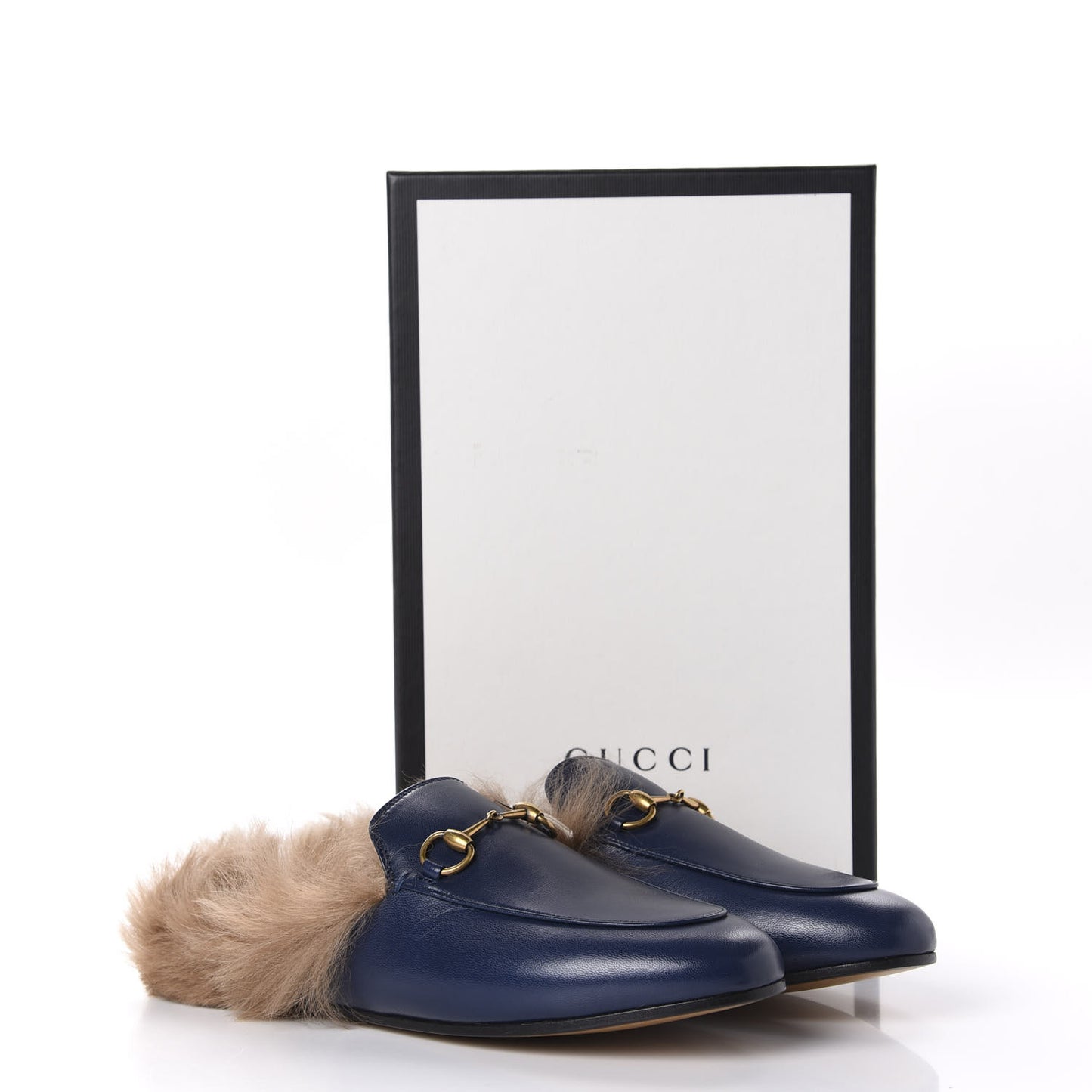 Malaga Kid Fur Womens Princetown Slippers 38 Blue Agata