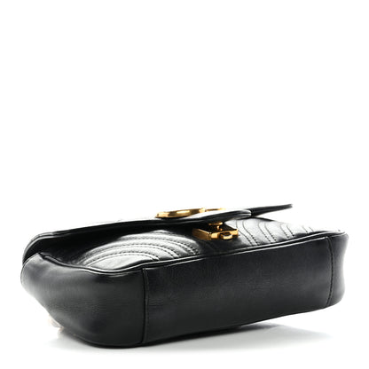 Gucci Calfskin Matelasse Mini GG Marmont Shoulder Bag Black 4 of 14
