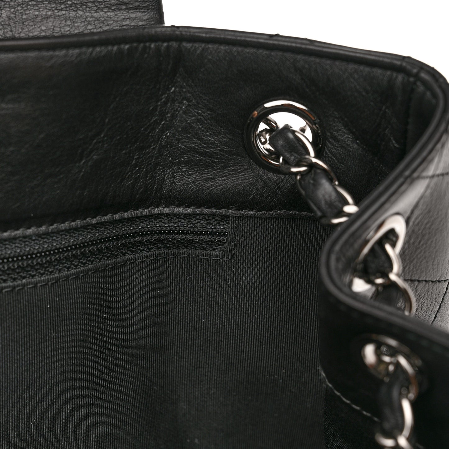 Lambskin Quilted Front Flap Tote Black