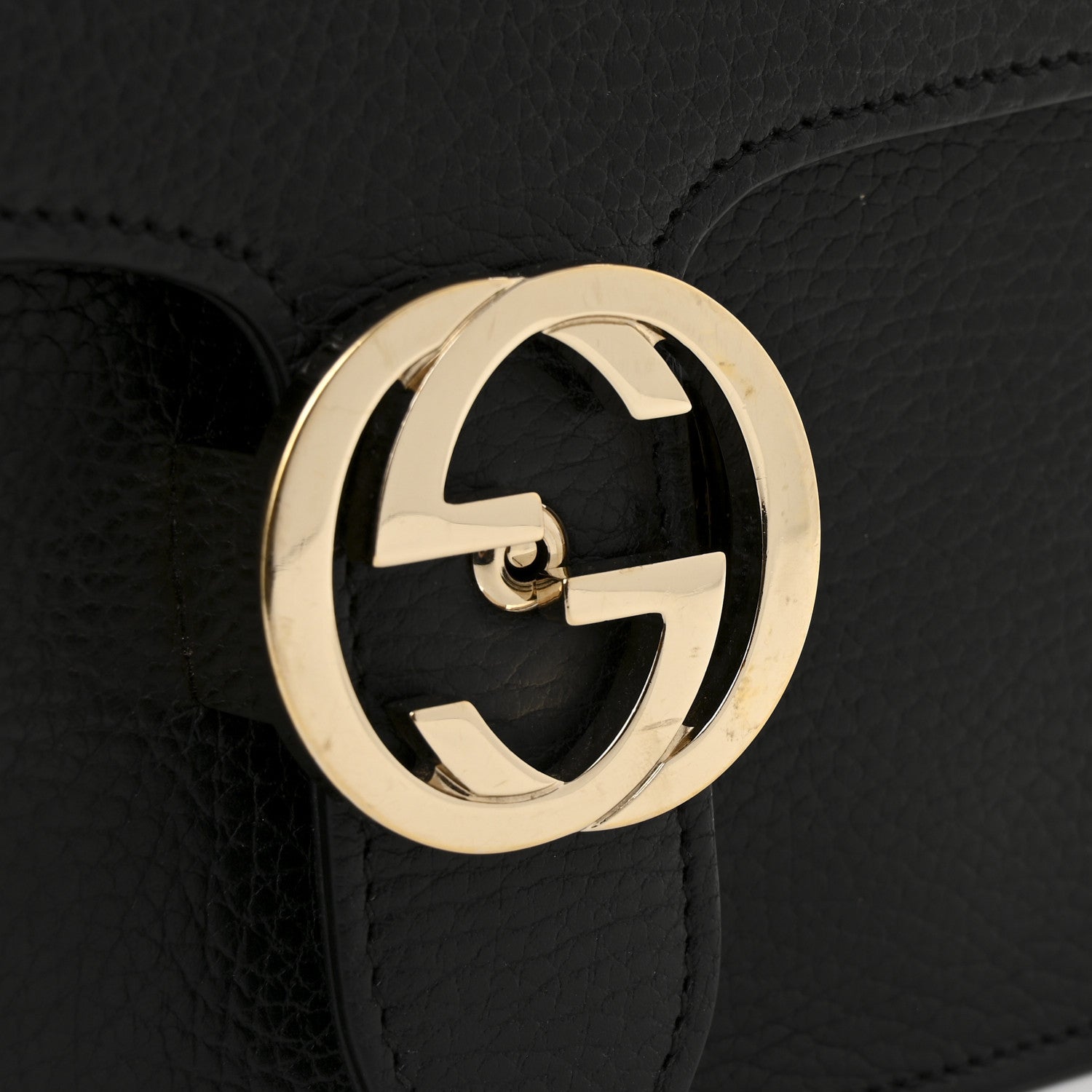 Gucci Dollar Calfskin Interlocking G Shoulder Bag Black 12 of 13
