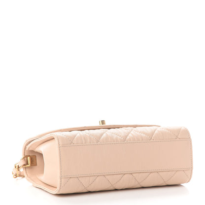 Chanel Crumpled Lambskin Quilted Mini CC Links Top Handle Flap Beige 4 of 9
