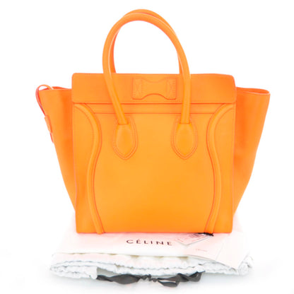 Celine Pebbled Leather Mini Luggage Bag Fluo Orange 3 of 10