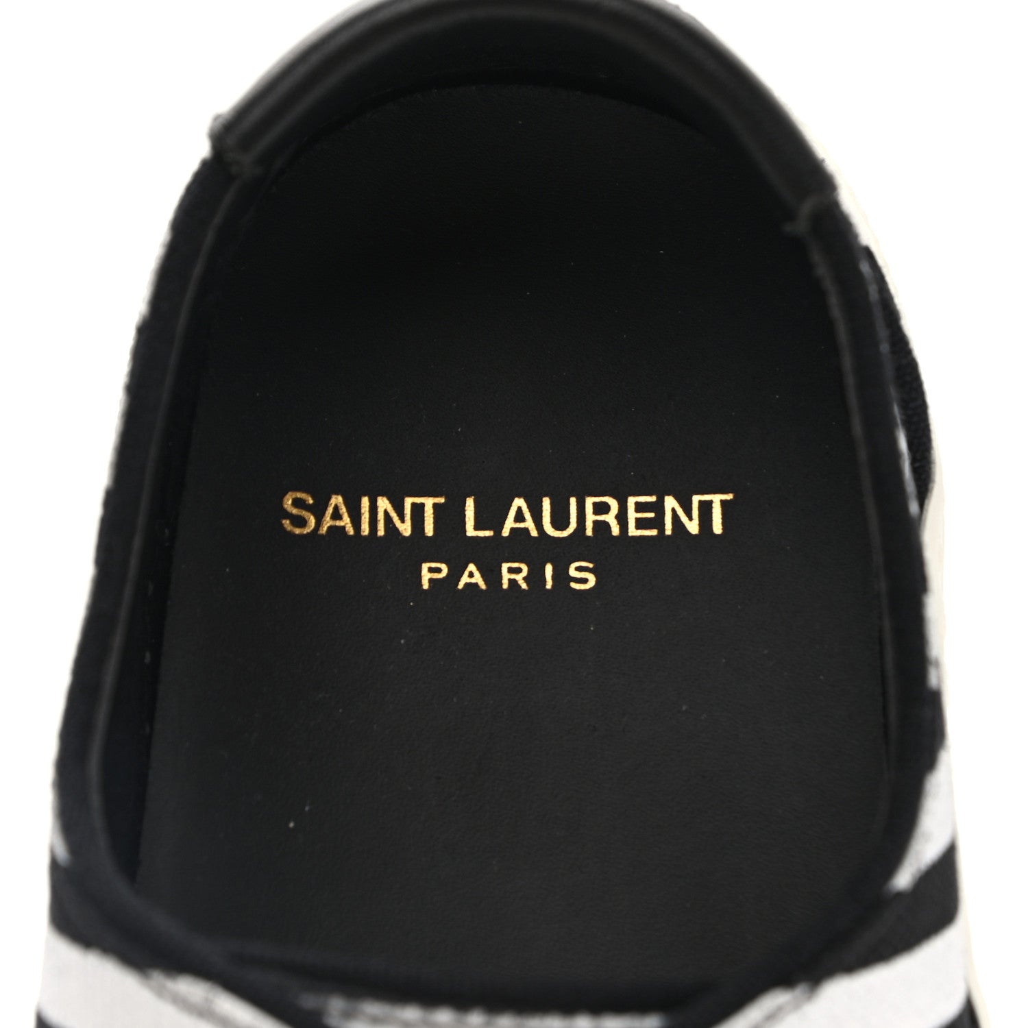 Saint Laurent Canvas Striped Venice Low Top Sneakers 36.5 Black White 7 of 12