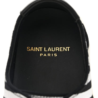 Saint Laurent Canvas Striped Venice Low Top Sneakers 36.5 Black White 7 of 12