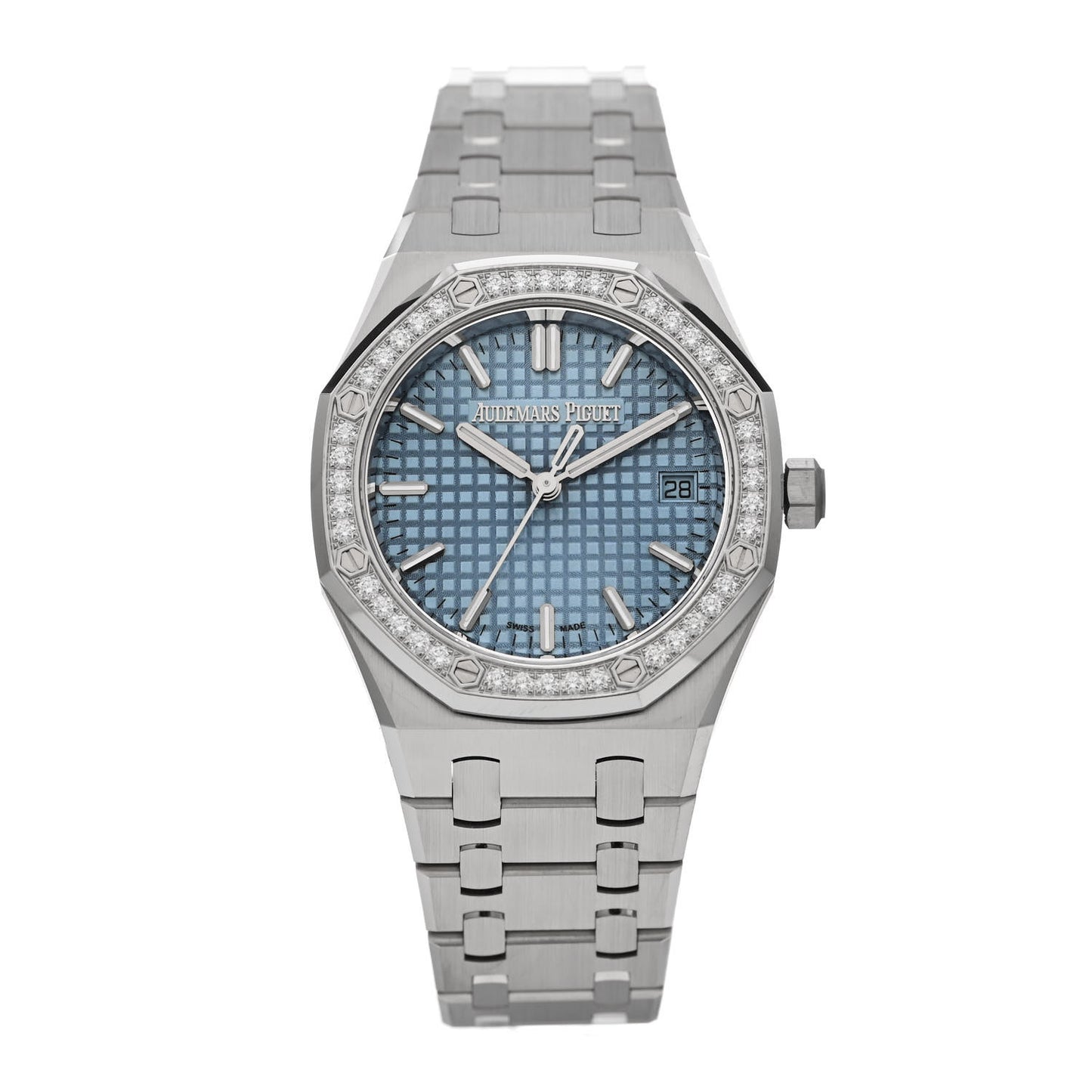 Stainless Steel Diamond 34mm Royal Oak Automatic Watch Ice Blue 77451ST.ZZ.1361ST.03