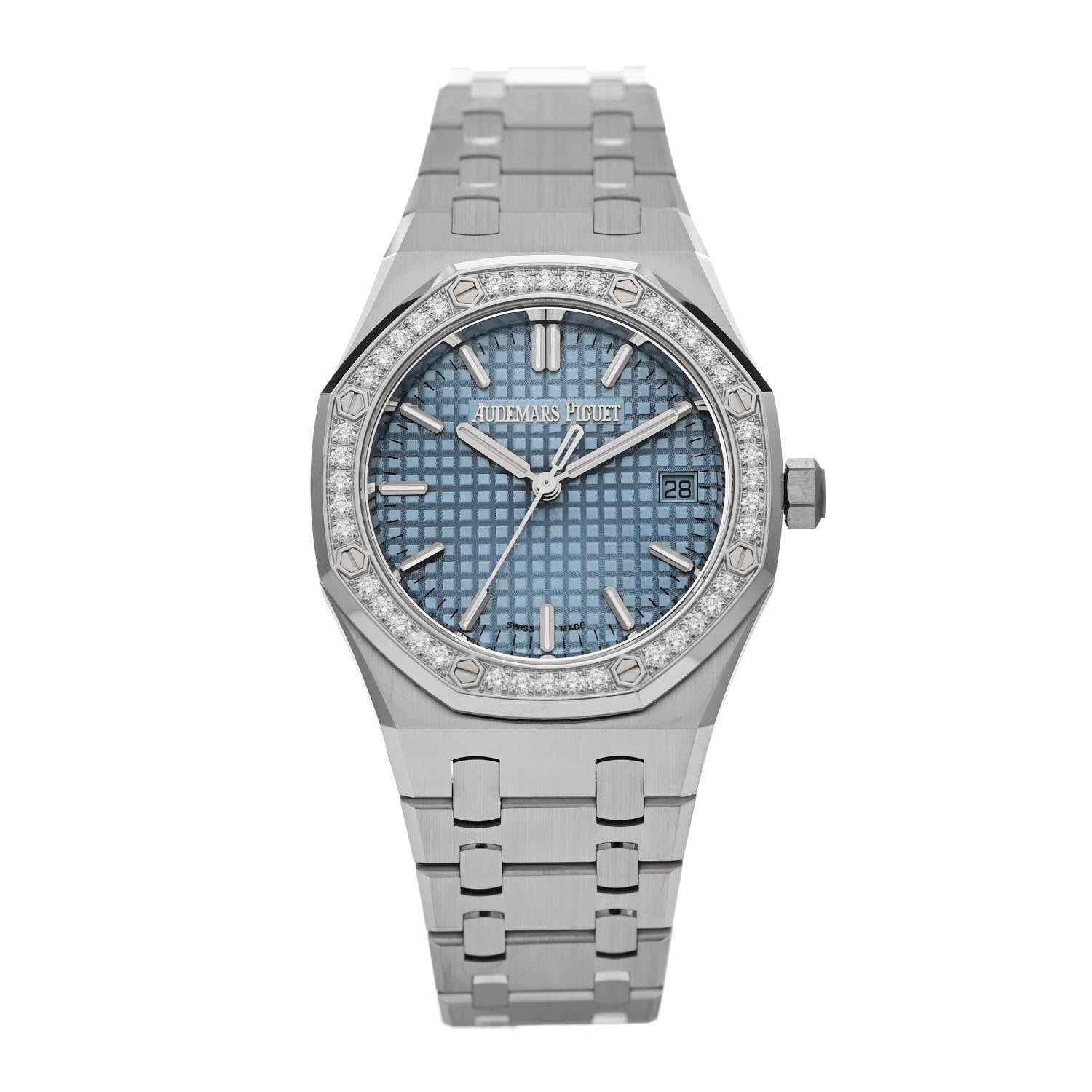 Audemars Piguet Stainless Steel Diamond 34mm Royal Oak Automatic Watch Ice Blue 77451ST.ZZ.1361ST.03 1 of 5