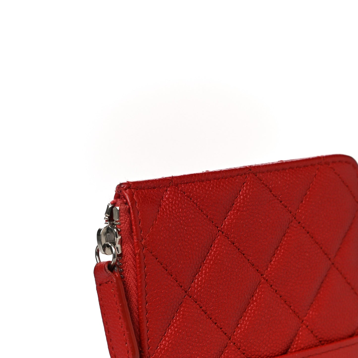 Caviar Quilted Classic Flat Wallet Pouch Red