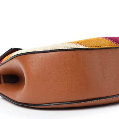Chloe Calfskin Suede Rainbow Patchwork Drew Shoulder Bag Caramel 6 of 10