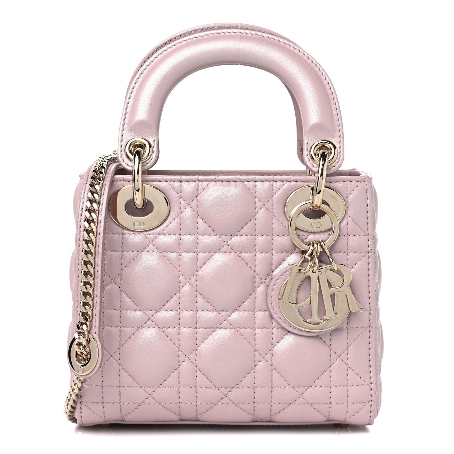 Metallic Lambskin Cannage Mini Lady Dior Lotus