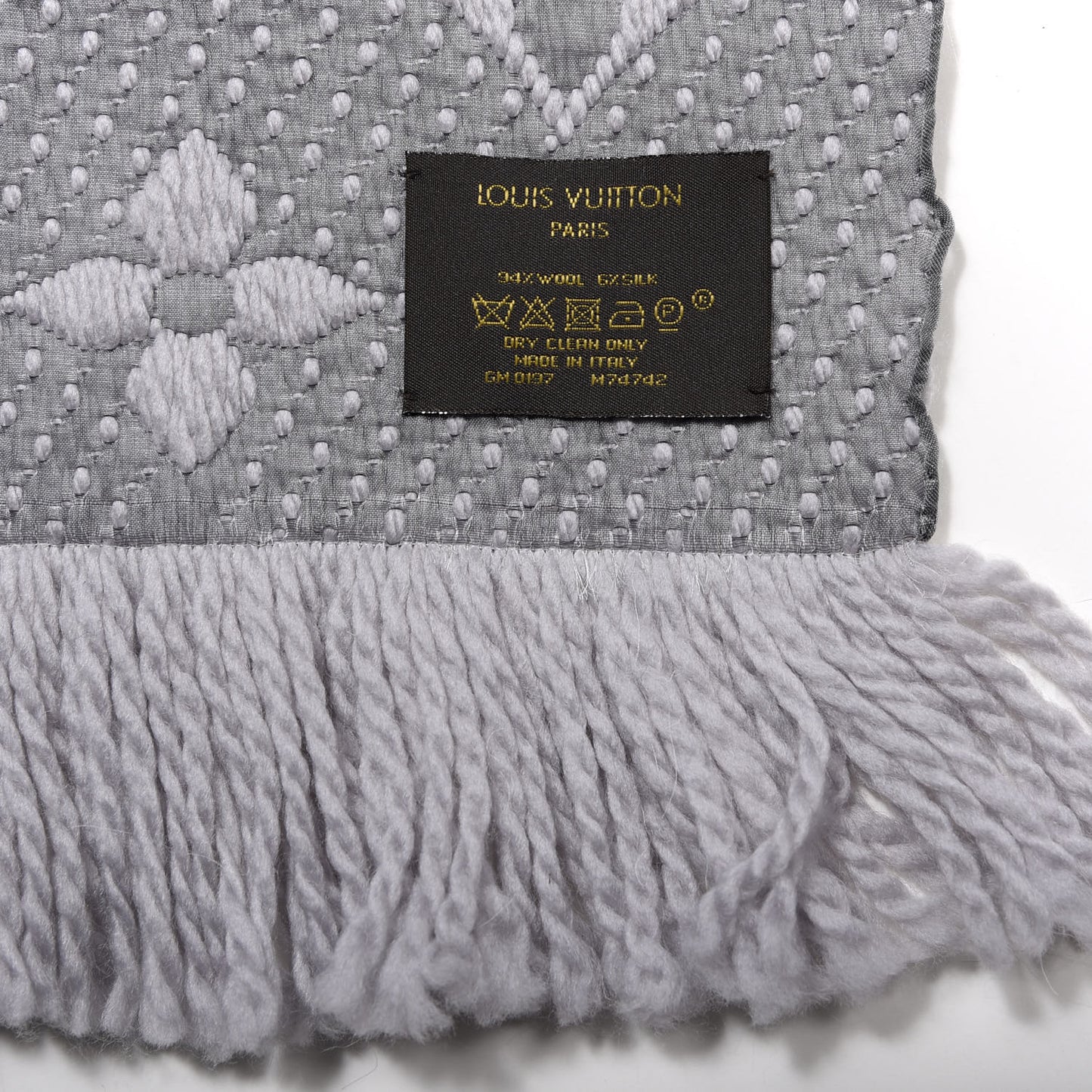 Wool Silk Logomania Scarf Pearl Grey