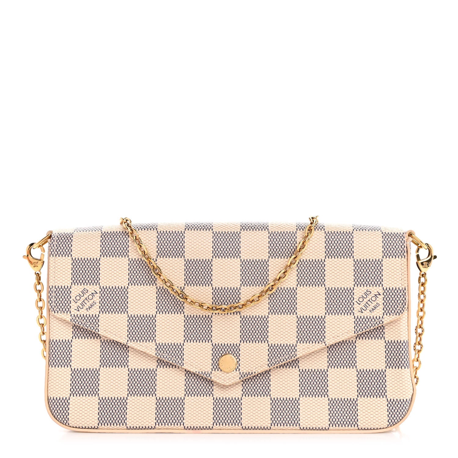 Louis Vuitton Damier Azur Pochette Felicie Chain Wallet Rose