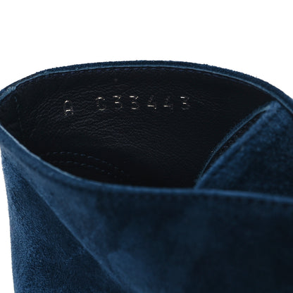 Chanel Suede Grosgrain Pearl Lace Up Booties 36 Dark Blue Black 8 of 8