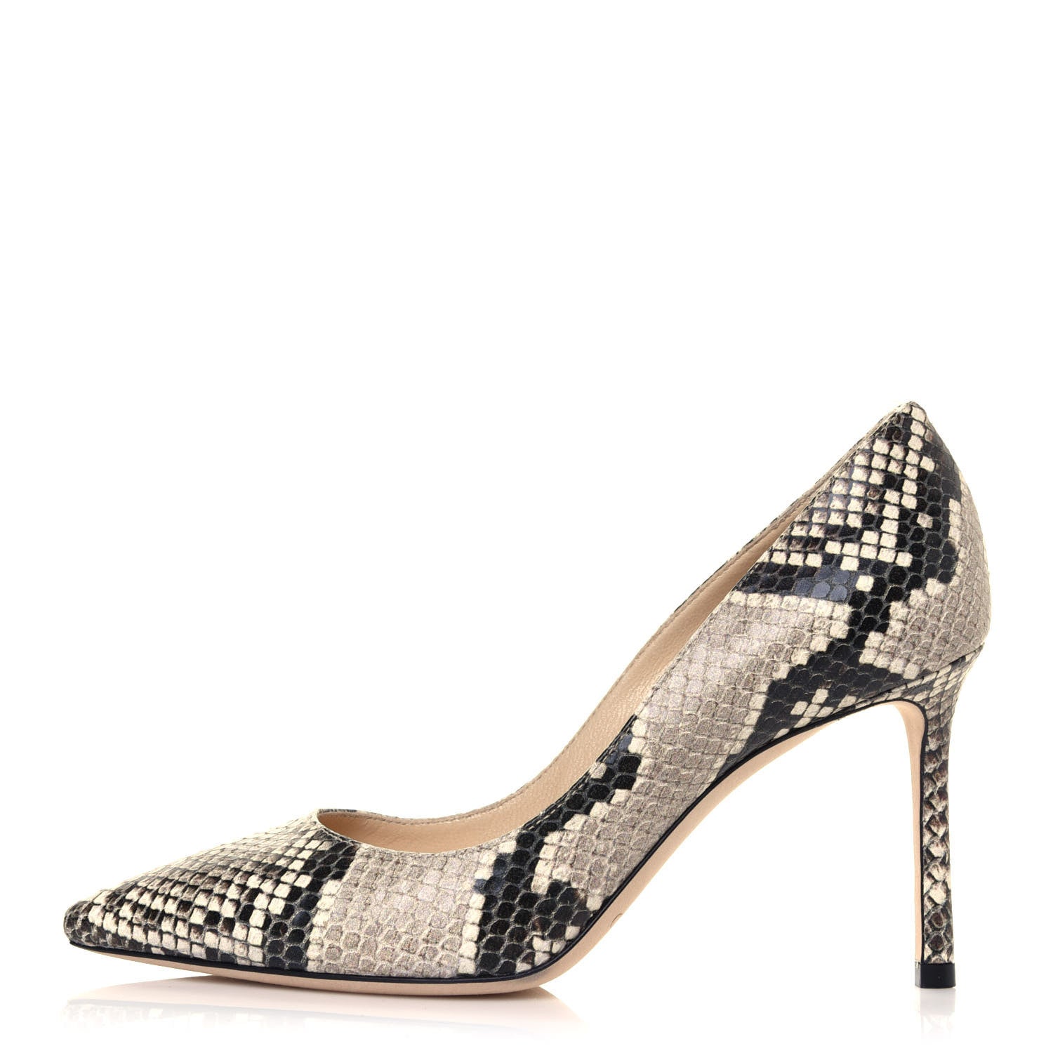 Jimmy Choo Calfskin Snake Print Pointy Toe Romy 85 Pumps 36 Natural 1 of 8