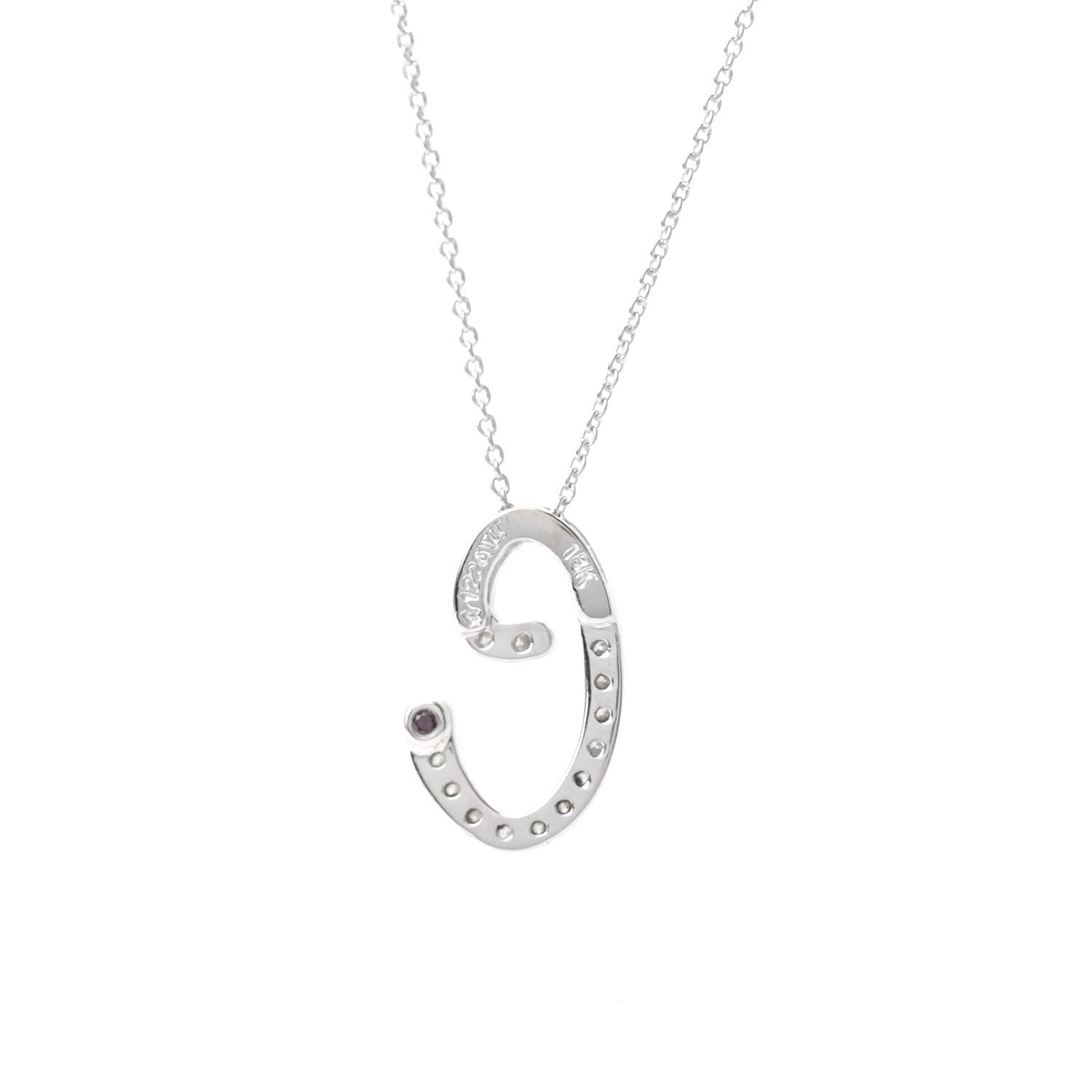 Roberto Coin 18K White Gold Diamond Cursive Initial C Pendant Necklace 6 of 6