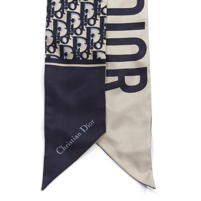 Christian Dior Silk Oblique Mitzah Scarf Blue 3 of 3