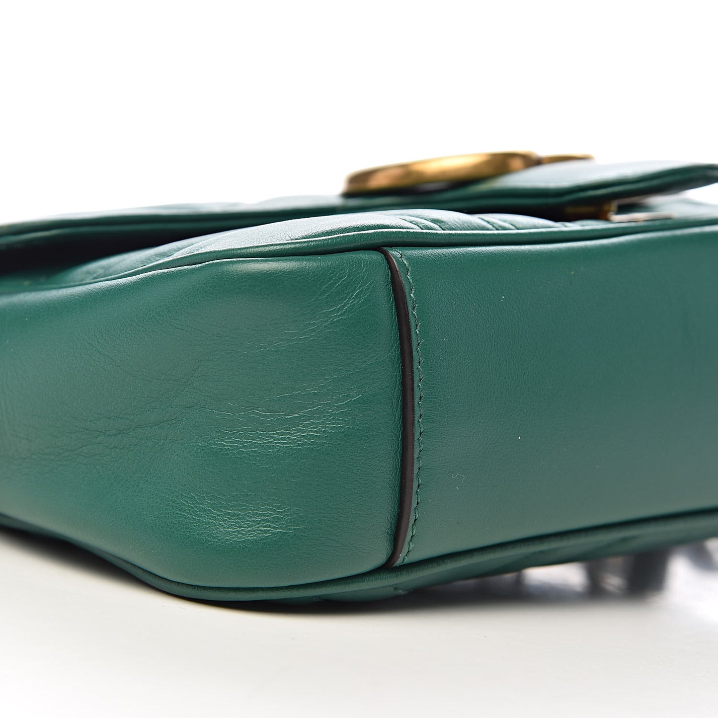Calfskin Matelasse Mini GG Marmont Shoulder Bag Emerald Green
