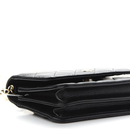 Chanel Calfskin Quilted Mini Maxi Pearls Wallet On Chain WOC Black 8 of 9