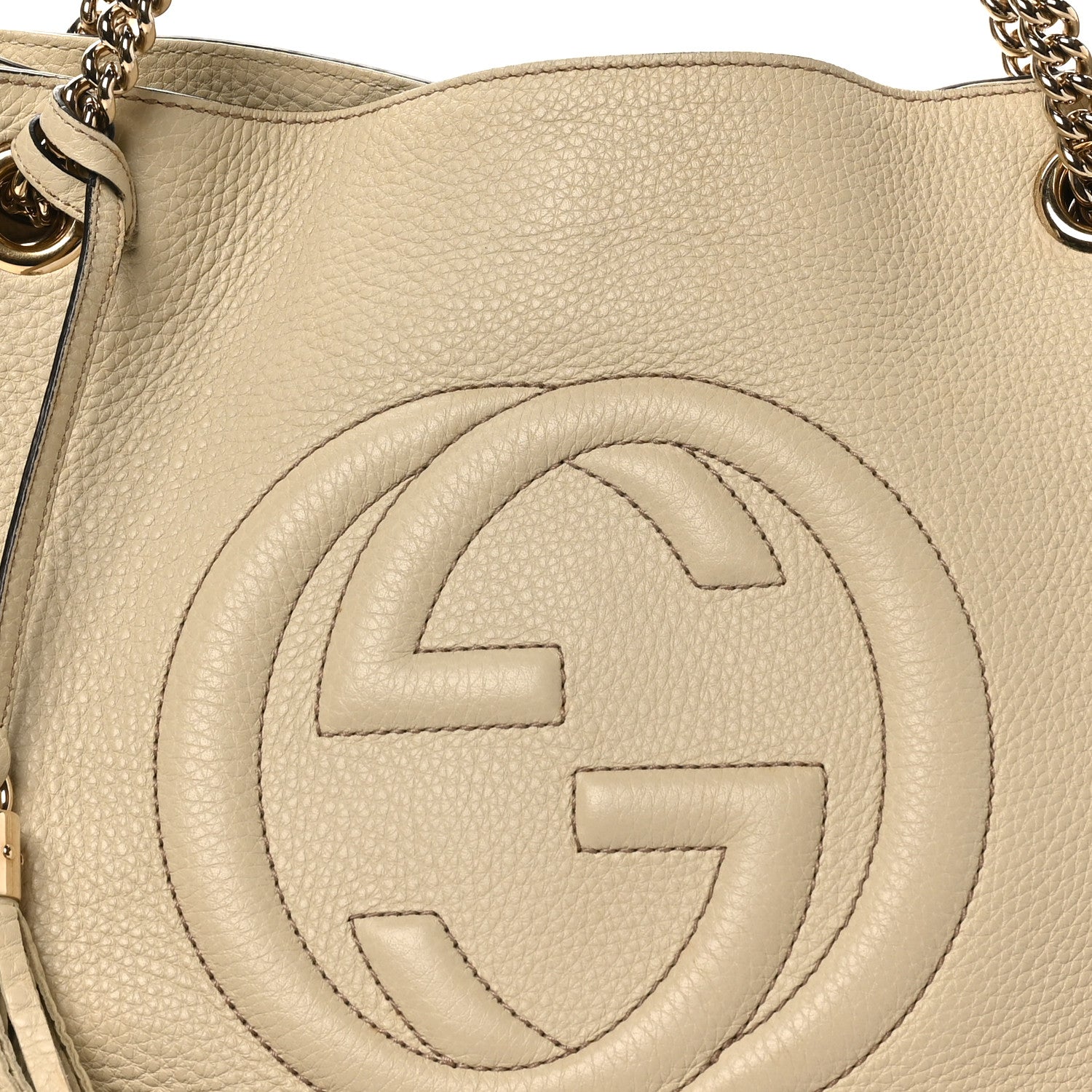Gucci Pebbled Calfskin Medium Soho Chain Shoulder Bag Off White 8 of 10